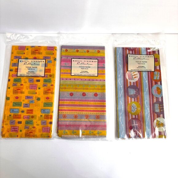 Marcel Schurman Tissue Paper Birthday Everyday Colorful‎ Lot 3, Each 4 Sheets - Picture 1 of 6